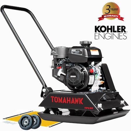 Tomahawk Power 6 HP Kohler Vibratory Plate Compactor Tamper TPC80 + TPC80-WHEELS + TPC80-POLYPAD